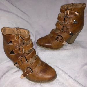Brown buckle booties- wild diva